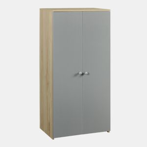 Roupeiro infantil Beldinupp 2 portas 1 varão 123x60x40cm Carvalho  Cinzento en.casa