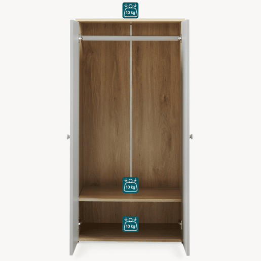 Roupeiro infantil Beldinupp 2 portas 1 varão 123x60x40cm Carvalho Cinzento en.casa Roupeiro infantil Beldinupp 2 portas 1 varão 123x60x40cm Carvalho Cinzento en.casa