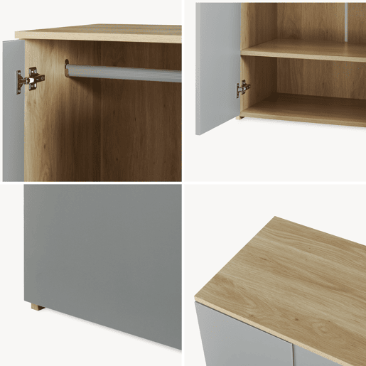 Roupeiro infantil Beldinupp 2 portas 1 varão 123x60x40cm Carvalho Cinzento en.casa Roupeiro infantil Beldinupp 2 portas 1 varão 123x60x40cm Carvalho Cinzento en.casa