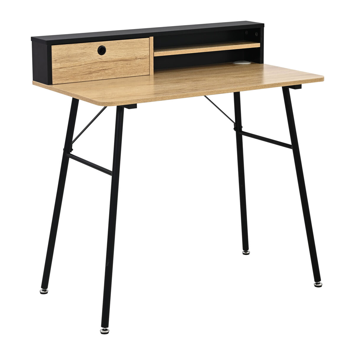 Escritorio var con borde elevado 93x90x50cm negro / roble [en.casa]