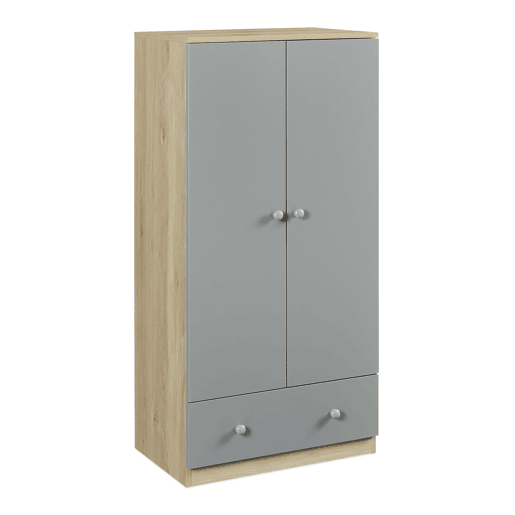 Roupeiro infantil Beldinupp 2 portas 1 varão 1 gaveta 123x60x40cm Carvalho Cinzento en.casa Roupeiro infantil Beldinupp 2 portas 1 varão 1 gaveta 123x60x40cm Carvalho Cinzento en.casa