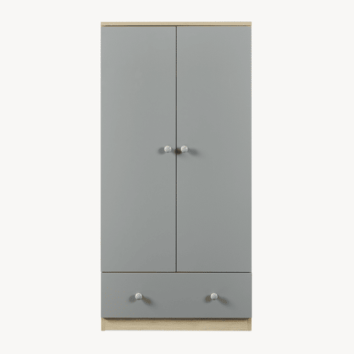Roupeiro infantil Beldinupp 2 portas 1 varão 1 gaveta 123x60x40cm Carvalho Cinzento en.casa Roupeiro infantil Beldinupp 2 portas 1 varão 1 gaveta 123x60x40cm Carvalho Cinzento en.casa