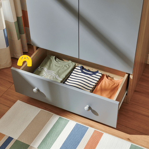 Roupeiro infantil Beldinupp 2 portas 1 varão 1 gaveta 123x60x40cm Carvalho Cinzento en.casa Roupeiro infantil Beldinupp 2 portas 1 varão 1 gaveta 123x60x40cm Carvalho Cinzento en.casa