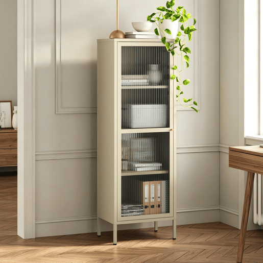 Vitrina Säkylä 1 porta aço 150x50x35 cm Camelo en.casa Vitrina Säkylä 1 porta aço 150x50x35 cm Camelo en.casa