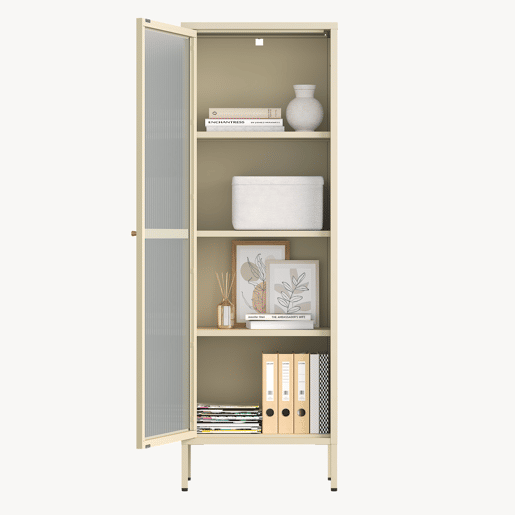 Vitrina Säkylä 1 porta aço 150x50x35 cm Camelo en.casa Vitrina Säkylä 1 porta aço 150x50x35 cm Camelo en.casa