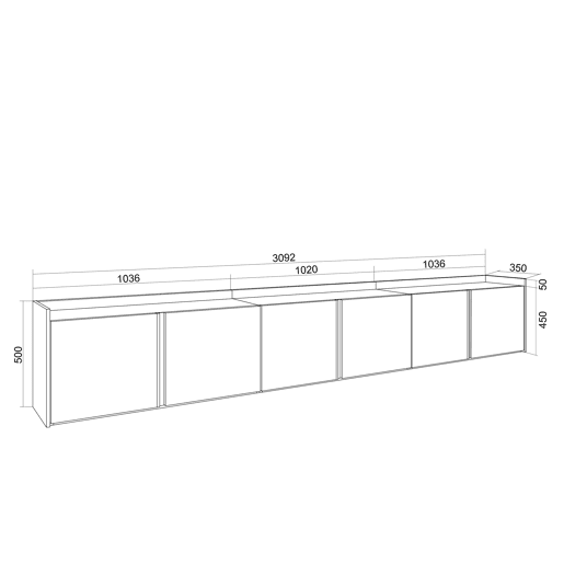 Móvel de TV, Muito espaço de arrumação, 309x35x50 cm, Para televisores até 80, Suspensos, Estilo moderno, Carvalho e preto Móvel de TV, Muito espaço de arrumação, 309x35x50 cm, Para televisores até 80, Suspensos, Estilo moderno, Carvalho e preto