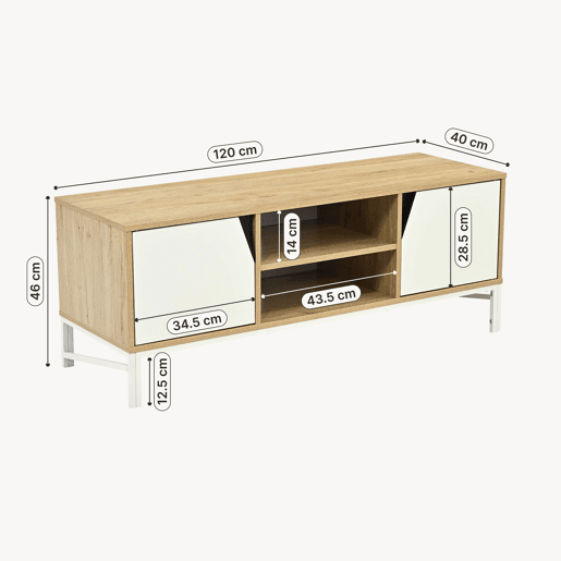 Móvel de televisão Kerrköndam 2 portas e 2 compartimentos 120x40x46cm CarvalhoBranco en.casa Móvel de televisão Kerrköndam 2 portas e 2 compartimentos 120x40x46cm CarvalhoBranco en.casa