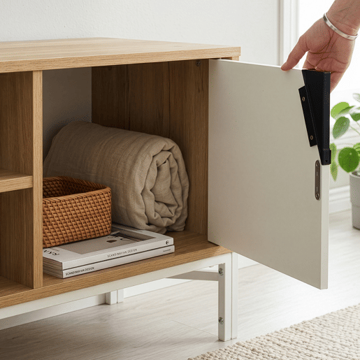 Móvel de televisão Kerrköndam 2 portas e 2 compartimentos 120x40x46cm CarvalhoBranco en.casa Móvel de televisão Kerrköndam 2 portas e 2 compartimentos 120x40x46cm CarvalhoBranco en.casa