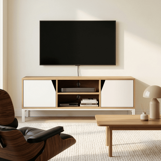Móvel de televisão Kerrköndam 2 portas e 2 compartimentos 120x40x46cm CarvalhoBranco en.casa Móvel de televisão Kerrköndam 2 portas e 2 compartimentos 120x40x46cm CarvalhoBranco en.casa