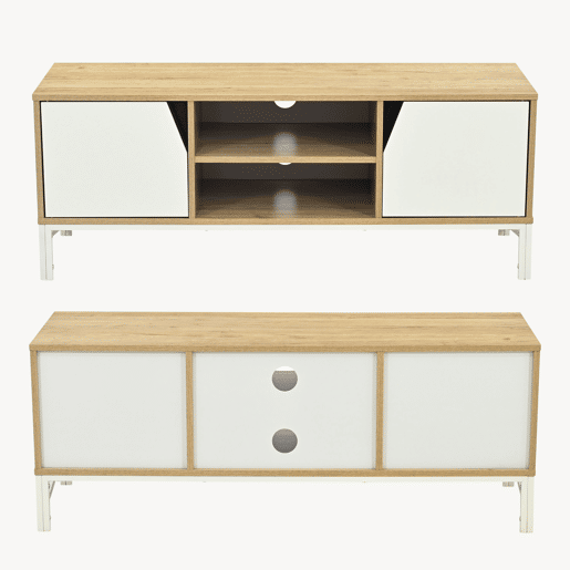 Móvel de televisão Kerrköndam 2 portas e 2 compartimentos 120x40x46cm CarvalhoBranco en.casa Móvel de televisão Kerrköndam 2 portas e 2 compartimentos 120x40x46cm CarvalhoBranco en.casa