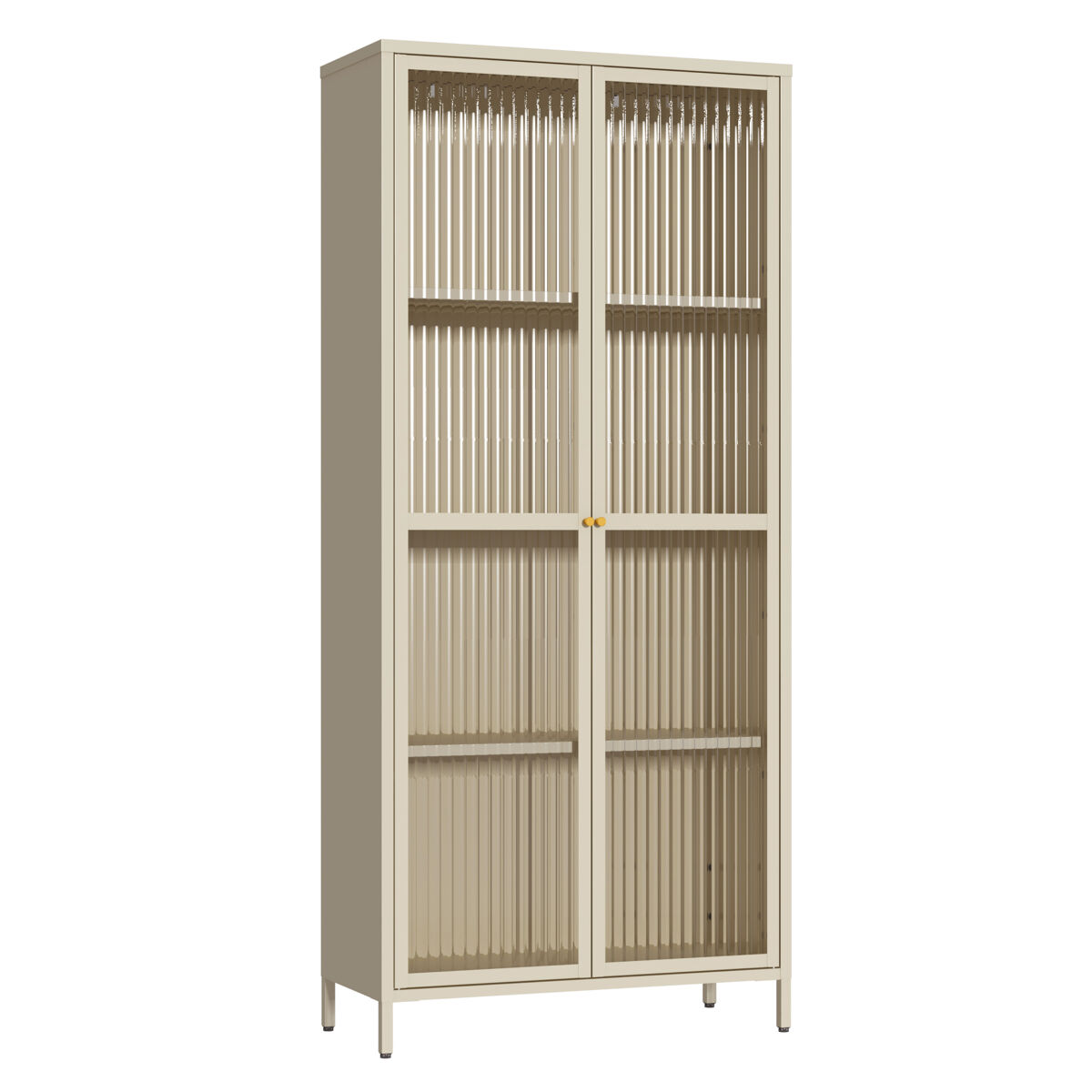 Vitrina säkylä con puertas de cristal 3 estantes 180x80x35 cm camel [en.casa]