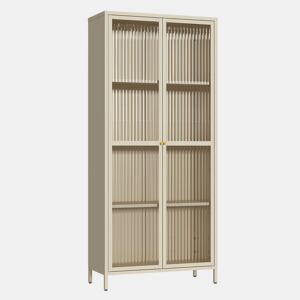 Vitrina Säkylä 2 portas aço 180x80x35 cm Camelo en.casa