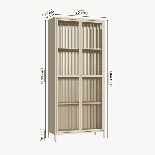 Vitrina Säkylä 2 portas aço 180x80x35 cm Camelo en.casa Vitrina Säkylä 2 portas aço 180x80x35 cm Camelo en.casa
