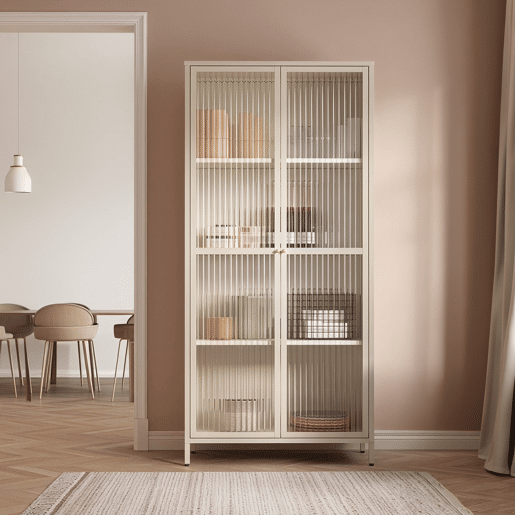 Vitrina Säkylä 2 portas aço 180x80x35 cm Camelo en.casa Vitrina Säkylä 2 portas aço 180x80x35 cm Camelo en.casa