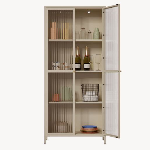 Vitrina Säkylä 2 portas aço 180x80x35 cm Camelo en.casa Vitrina Säkylä 2 portas aço 180x80x35 cm Camelo en.casa