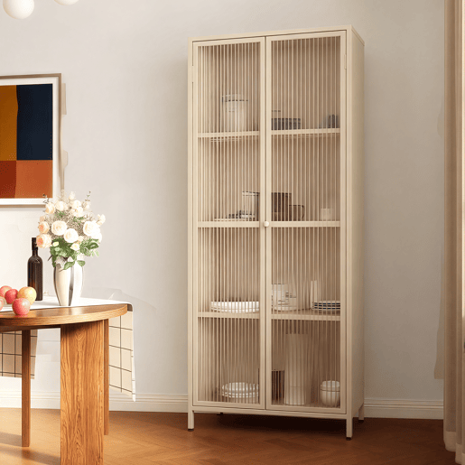 Vitrina Säkylä 2 portas aço 180x80x35 cm Camelo en.casa Vitrina Säkylä 2 portas aço 180x80x35 cm Camelo en.casa