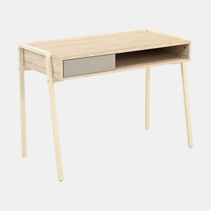Secretária Boderas gaveta 107x55x78cm BegeTravertino en.casa