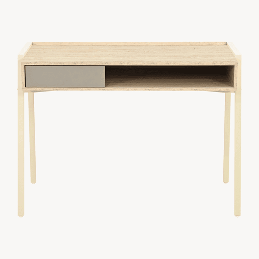 Secretária Boderas gaveta 107x55x78cm BegeTravertino en.casa Secretária Boderas gaveta 107x55x78cm BegeTravertino en.casa