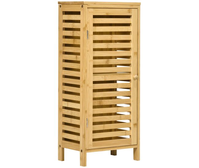 Armario de baño de bambú con estantes ajustables mueble de almacenaje para salón cocina antivuelco 30x19,9x70 cm natural