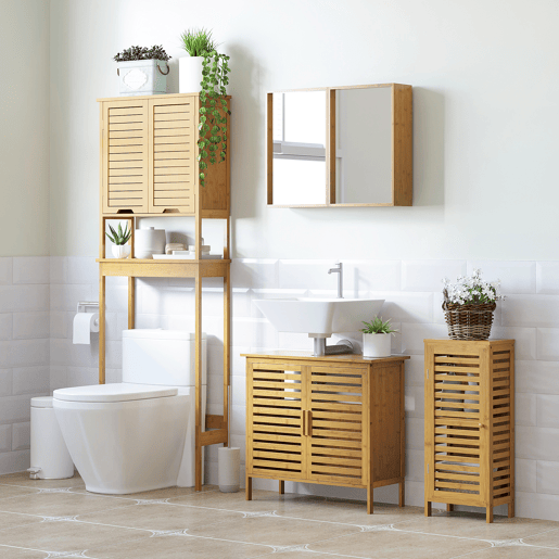Armário de banheiro em bambu com prateleiras ajustáveis, unidade de armazenamento para sala de estar e cozinha, anti-tombamento, 30x19,9x70 cm, natural Armário de banheiro em bambu com prateleiras ajustáveis, unidade de armazenamento para sala de estar e cozinha, anti-tombamento, 30x19,9x70 cm, natural