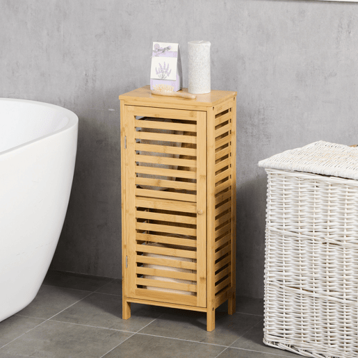Armário de banheiro em bambu com prateleiras ajustáveis, unidade de armazenamento para sala de estar e cozinha, anti-tombamento, 30x19,9x70 cm, natural Armário de banheiro em bambu com prateleiras ajustáveis, unidade de armazenamento para sala de estar e cozinha, anti-tombamento, 30x19,9x70 cm, natural