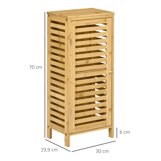 Armário de banheiro em bambu com prateleiras ajustáveis, unidade de armazenamento para sala de estar e cozinha, anti-tombamento, 30x19,9x70 cm, natural Armário de banheiro em bambu com prateleiras ajustáveis, unidade de armazenamento para sala de estar e cozinha, anti-tombamento, 30x19,9x70 cm, natural