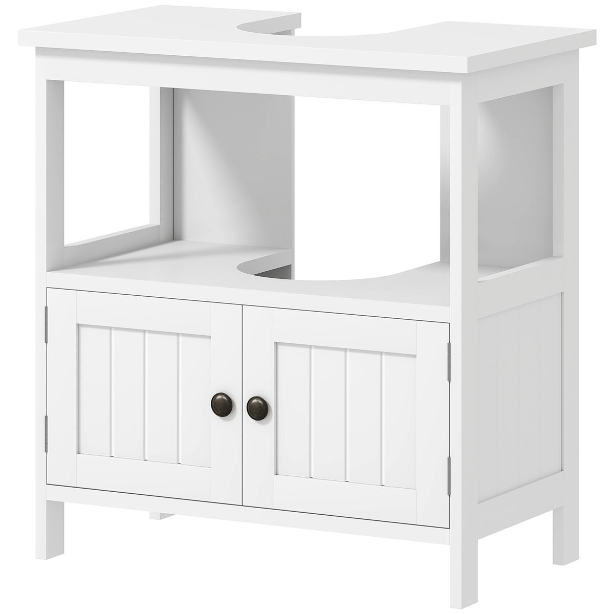 Mueble para debajo del lavabo con 2 puertas y estante abierto mueble para lavabo con pie 60x30x60 cm blanco