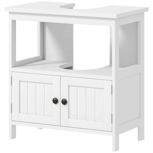 Armário para pia com 2 portas e prateleira aberta, armário de pia independente, 60x30x60 cm, branco Armário para pia com 2 portas e prateleira aberta, armário de pia independente, 60x30x60 cm, branco