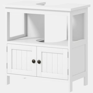 Armário para pia com 2 portas e prateleira aberta, armário de pia independente, 60x30x60 cm, branco