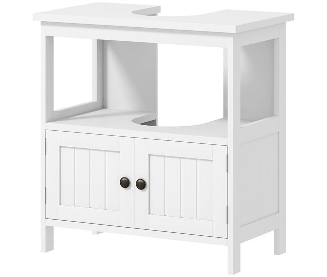 Mueble para debajo del lavabo con 2 puertas y estante abierto mueble para lavabo con pie 60x30x60 cm blanco