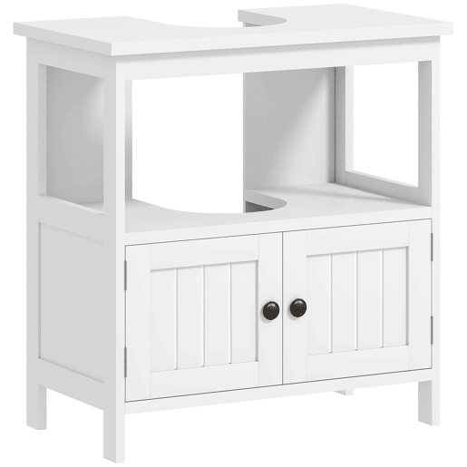 Armário para pia com 2 portas e prateleira aberta, armário de pia independente, 60x30x60 cm, branco Armário para pia com 2 portas e prateleira aberta, armário de pia independente, 60x30x60 cm, branco