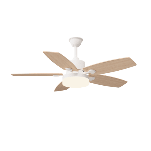 Ventoinha de teto com luz 42 polegadas 5 pás madeira natural, haste regulável, motor DC silencioso com comando à distância Ventoinha de teto com luz 42 polegadas 5 pás madeira natural, haste regulável, motor DC silencioso com comando à distância