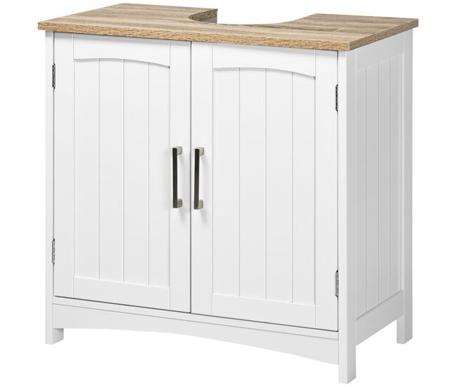 Mueble para debajo del lavabo armario de suelo para baño de madera estilo moderno 60x30x60 cm blanco