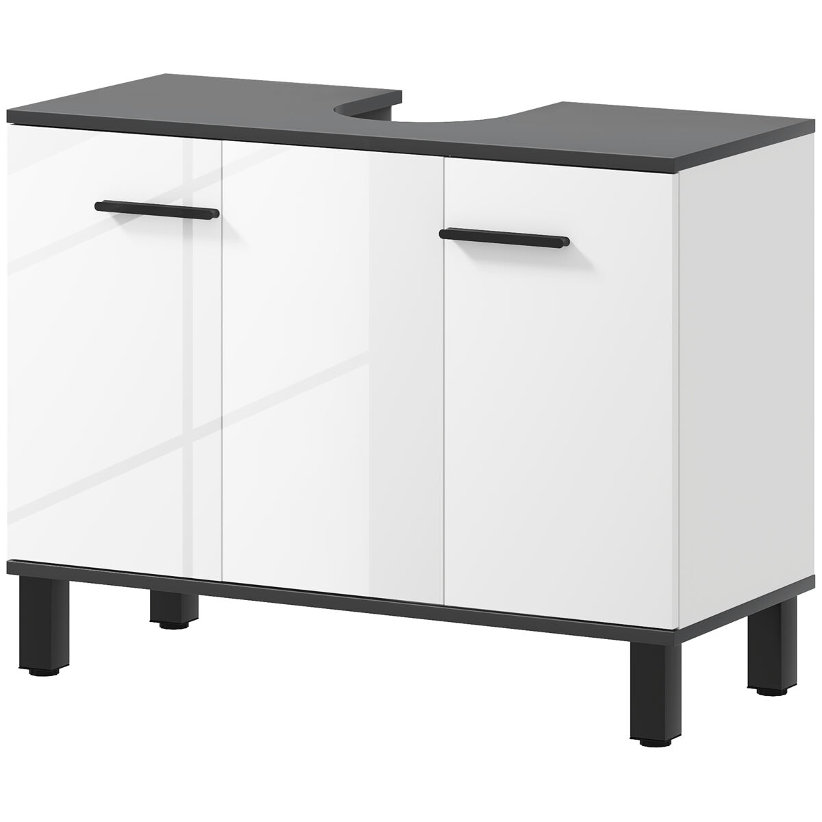 Mueble bajo lavabo con 2 puertas y estantes ajustables para lavabo con o sin pedestal 80x34x60 cm blanco