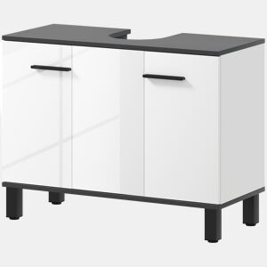 Armário para pia com 2 portas e prateleiras ajustáveis para pia com ou sem pedestal, 80x34x60 cm, branco