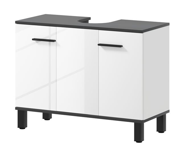 Mueble bajo lavabo con 2 puertas y estantes ajustables para lavabo con o sin pedestal 80x34x60 cm blanco