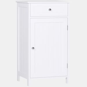 Armário de banheiro com 1 gaveta, 1 porta e prateleira interna ajustável, unidade de armazenamento, 43x34x77 cm, branco