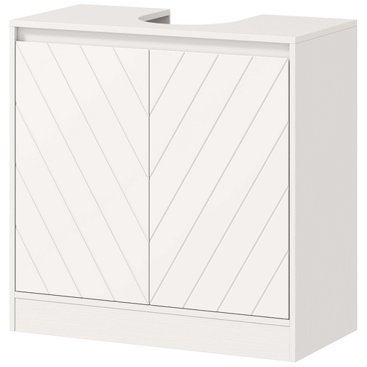 Armário de banheiro para instalação sob a pia, com 2 portas, prateleira ajustável para pias com ou sem coluna, 60x30x59,8 cm, branco Armário de banheiro para instalação sob a pia, com 2 portas, prateleira ajustável para pias com ou sem coluna, 60x30x59,8 cm, branco