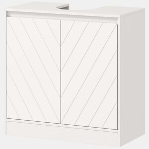 Armário de banheiro para instalação sob a pia, com 2 portas, prateleira ajustável para pias com ou sem coluna, 60x30x59,8 cm, branco