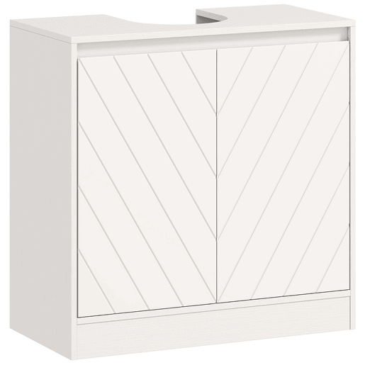 Armário de banheiro para instalação sob a pia, com 2 portas, prateleira ajustável para pias com ou sem coluna, 60x30x59,8 cm, branco Armário de banheiro para instalação sob a pia, com 2 portas, prateleira ajustável para pias com ou sem coluna, 60x30x59,8 cm, branco