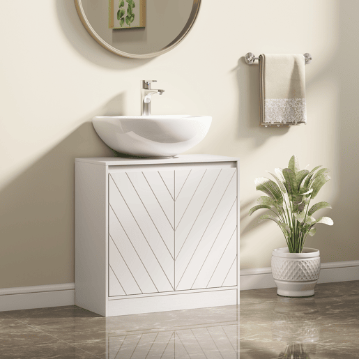 Armário de banheiro para instalação sob a pia, com 2 portas, prateleira ajustável para pias com ou sem coluna, 60x30x59,8 cm, branco Armário de banheiro para instalação sob a pia, com 2 portas, prateleira ajustável para pias com ou sem coluna, 60x30x59,8 cm, branco