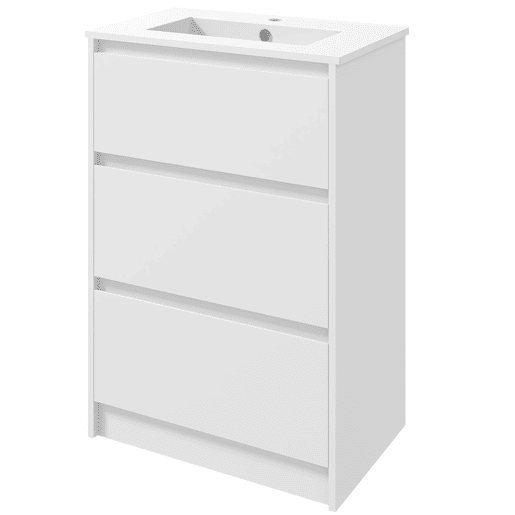 Móvel para banheiro com pia, gabinete para banheiro, pia de cerâmica sintética com 2 gavetas, 61x37x88cm, branco brilhante Móvel para banheiro com pia, gabinete para banheiro, pia de cerâmica sintética com 2 gavetas, 61x37x88cm, branco brilhante