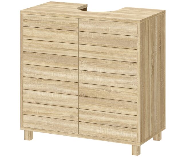 Mueble bajo lavabo con estante ajustable puertas de listones y apertura por presión para lavabo con pedestal o pared