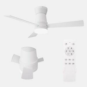 Ventoinha de teto com luz branca 52 polegadas, 3 pás, motor DC silencioso, montagem baixa com comando à distância