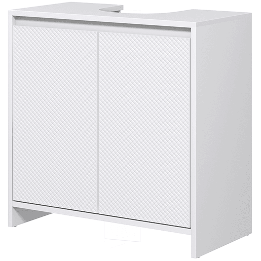 Armário moderno para pia com prateleira, unidade de lavatório de chão anti-tombamento, capacidade de carga de 40 kg, 60 x 30 x 60 cm, branco