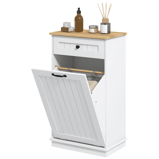 Armário de banheiro com gaveta, cesto de roupa suja e design anti-tombamento, móveis modernos para banheiro, 52x33x90 cm, branco