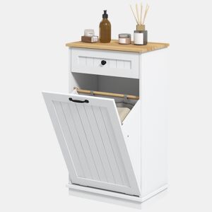 Armário de banheiro com gaveta, cesto de roupa suja e design anti-tombamento, móveis modernos para banheiro, 52x33x90 cm, branco