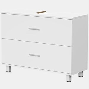 Armário moderno para pia sem coluna, com 2 gavetas, 80x30x60 cm, branco