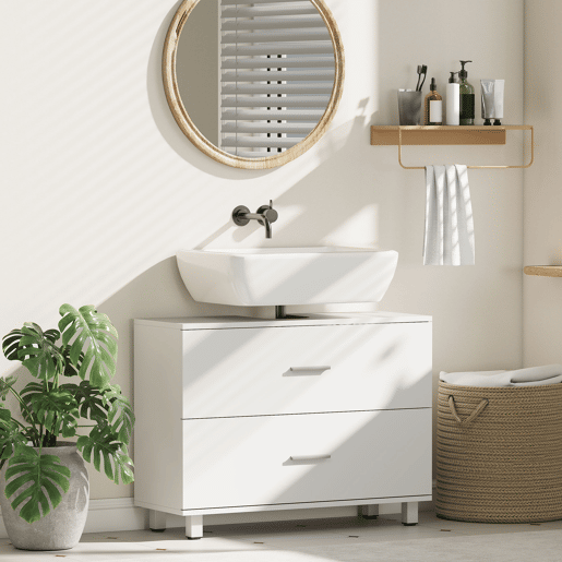Armário moderno para pia sem coluna, com 2 gavetas, 80x30x60 cm, branco Armário moderno para pia sem coluna, com 2 gavetas, 80x30x60 cm, branco