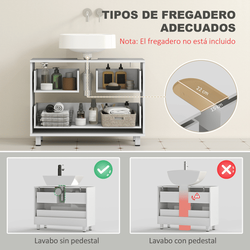 Armário moderno para pia sem coluna, com 2 gavetas, 80x30x60 cm, branco Armário moderno para pia sem coluna, com 2 gavetas, 80x30x60 cm, branco